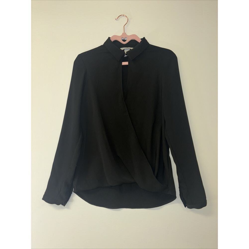 H and M Black‎ Classy Blouse Long Sleeve Womens Sz Sm Professional Business Work